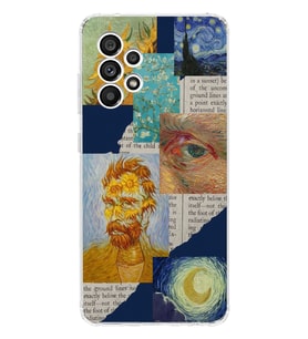 Samsung Galaxy A53 Uyumlu Vincent van Gogh Kolaj Desenli Şeffaf Telefon Kılıfı