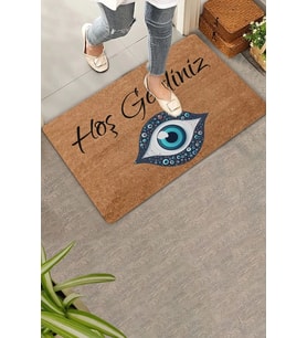 Valerine Life Aman Göze Gelmeyelim Nazar Boncuğu Hoş Geldiniz Kapı Önü Paspası 45x70cm
