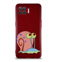 Oppo Reno 4 Lite Soft Premier Kapak Salyangoz Gary Tasarımlı Silikon Kılıf - Mürdüm (Şeffaf)