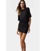 Pamuklu Elastanlı Mini Elbise Kısa Kollu Bodycon Kesim Uzun Ömürlü Dayanıklı Malzeme