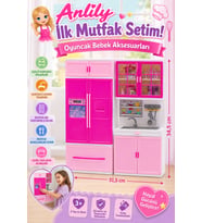 Anlily İlk Mutfak Setim - Çift Modüllü Buzdolaplı ve Lavabolu Oyuncak Mutfak Aksesuar Seti