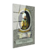 Tamperli Gerçek Cam Tablo İkinci Murad Han Padişah Portresi Osmanlı Tablosu Duvar Dekoru