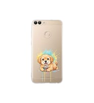 Huawei P Smart ile Uyumlu Splash Köpek Tasarımlı Şeffaf Silikon Kılıf
