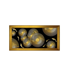 Soyut Şekiller Motifli Kanvas Tablo 50 x 70 cm Gold Çerçeve