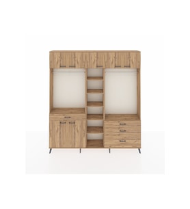 Arges Gardrop 11 Raflı 4 Çekmeceli 2 Askılı 220x30x243 Çam-Çam