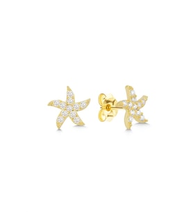 925 Ayar Gold Zirkon Taşlı Deniz Yıldızı Gümüş Küpe