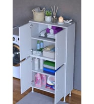 Eliusta Nuve Geniş Depolama Alanlı Dolap 85 cm Banyo/Mutfak Çok Fonksiyonlu 85x138x32,5 cm Saklama Dolabı (Beyaz)