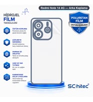 SChitec Redmi Note 14 4G Uyumlu Arka Yüzey Hidrojel Koruyucu Film