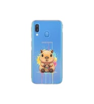 Samsung Galaxy A40 ile Uyumlu Splash Kapibara Tasarımlı Şeffaf Silikon Kılıf