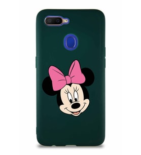 Oppo A12 Soft Premier Kapak Minnie Mouse-C Tasarımlı Silikon Kılıf - Yeşil (Şeffaf)