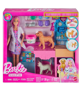 Barbie'nin Veteriner Kliniği Bebek ve Aksesuarlar Oyun Seti JFX93