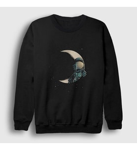 Presmono Unisex Siyah Hide And Seek Astronaut Space Astronot Uzay Sweatshirt 282471tt