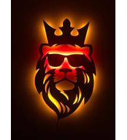 Led Işıklı Tablo Dekoratif Gözlüklü Aslan Duvar Süsü Dekorasyon