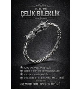 Viking Kurt Başlı Çelik Bileklik – Güç, Cesaret ve Sadakati Sembolize Eden Erkek Çelik Bileklik