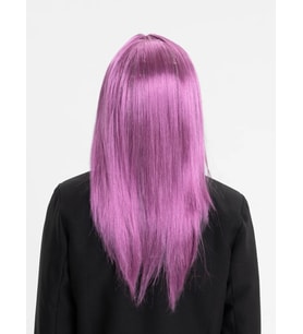 Rose Pembe Renk Düz Kesim Uzun Parti Peruğu Takma Saç