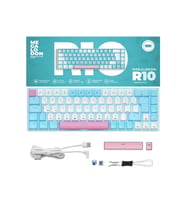 R10 Mekanik Klavye Full Anti-Ghosting Hot Swap Blue Switch Oyuncu Klavyesi (Türkçe) Buz Mavisi Işık