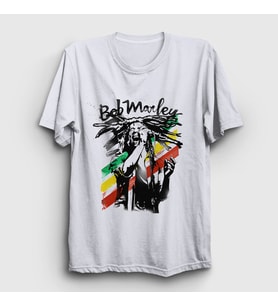Presmono Unisex Beyaz Stage Bob Marley T-Shirt 265728tt