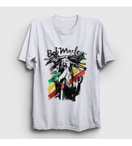 Presmono Unisex Beyaz Stage Bob Marley T-Shirt 265728tt