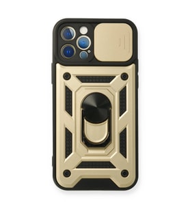Apple İphone 12 Pro Kılıf Pars Lens Yüzüklü Silikon - Gold