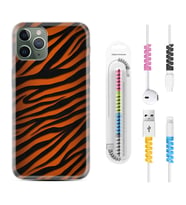 Apple iPhone 11 12 13 14 Pro Max Kılıf Kablo Koruma Spiral Silikon Leopar Yeni 1676