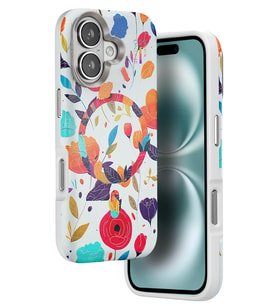Iphone 16 Flower Series Magsafe Kapak - Beyaz