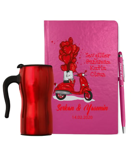 Sevgililer Gününe Özel Defter Kalem & Termos Mug Hediye Seti 14