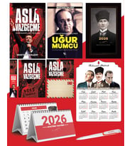 Asla Vazgeçme - Ayraç - Kartpostal - Poster - Uğur Mumcu -  2026 Ajanda Kalpaklı - Ata Ahşap Duvar Takvimi - Masa Takvimi