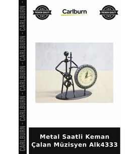Özel Üretim Dekoratif Hediyelik Metal Saatli Keman Çalan Müzisyen Alk4333