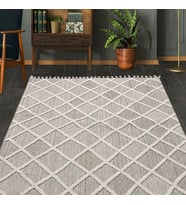 Makine Kaymaz Yıkanabilir Beyaz Geometrik Triko Salon Halısı Mutfak Halısı Koridor Halısı Yolluk 9964N