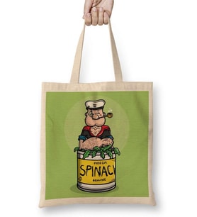 Popeye Spinach Temel Reis Bez Çanta Uzun Saplı