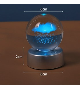 YağmurBulutuTemalı Işıklı Cam Küre 8cm*6cm