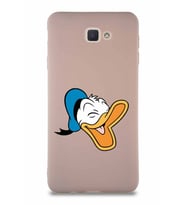 Samsung Galaxy J7 Prime Soft Premier Kapak Donald Duck-E Tasarımlı Silikon Kılıf - Pudra (Şeffaf)