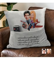 BK Gift Kişiye Özel Sevgililer Karikatür Tasarımlı Organizer Kumanda ve Atıştırmalık Cepli Gri Kırlent Yastık-11 Arkadaşa Hediye, Cepli Yastık