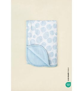Bebe Marin Seashell Müslin Bebek Battaniyesi Mavi 120x120 cm