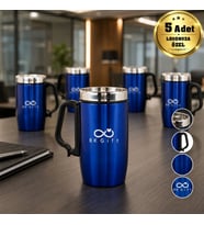 Logonuza Özel 5 Adet 5304 Çelik Kupa 240 ml Kilitli Kapaklı Kurumsal Termos Mug