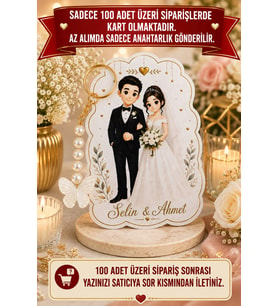 10 Adet Gelin & Damat Konsept Kelebek Anahtarlık - Nişan Hediye - Kına Hediye - Nikah * 8,5x12cm