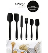 6lı Yanmaz Yapışmaz Isıya Dayanıklı Mutfak Pasta Slikon Yumurta Fırçası Kaşık Bıçak Spatula Seti