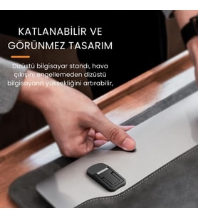Lexroo Metal 2 adet 7MM 3M Yapışkanlı Katlanabilir Ultra Mini Laptop Standı,2 Açılı Laptop