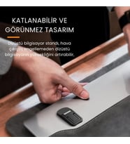 Lexroo Metal 2 adet 7MM 3M Yapışkanlı Katlanabilir Ultra Mini Laptop Standı,2 Açılı Laptop