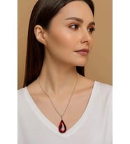 Kadın Kolye Hürrem Sultan Kadın Kolye Ateş Kehribarı 925 Ayar Gümüş Zincir P229S5792, 55