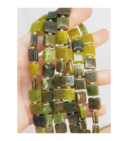 Bileklik Boy Yeşim Taşı Yandan Oyuklu Kare Kesim 10x10mm Yarım Dizi (49554) (18CM UZUNLUĞUNDADIR)