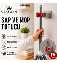 Paspas Süpürge Fırça Ve Mop Askısı Sap Tutucu Mutfak Banyo Askı Yapışkanlı Düzenleyici Askılık