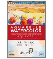 Van Dyck Aquacal İnce Dokulu Coldpress A5 Üstten Spiralli 15 Yaprak Suluboya Blok