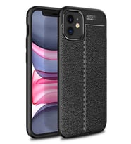 iPhone 12 Mini Kılıf Deri Desenli Kamera Korumalı Silikon (Siyah)