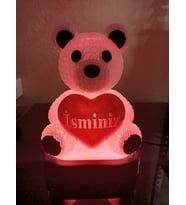 Kişiye Özel Hediyelik Isimli Kalpli Ayıcık Figürlü Dekoratif Led Lamba - Adaptörlü (Pembe)