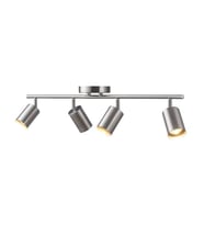 Rsylight Retro İnox Kaplama 180 Derece Hareketli Modern Spor 4 Lü Led Spot Avize Beyaz Ampullü