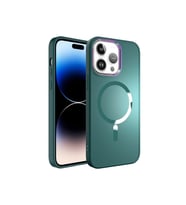 Apple iPhone 14 Pro Max Uyumlu Kılıf M-safe Wireless Şarj Özellikli Zore Stil Kapak (Koyu Yeşil)