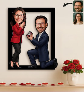 BK Gift Kişiye Özel Sevgili Karikatürlü 3D Ahşap Tablo -1, Fotoğraftan Karikatür, Sevgililer Günü Hediyesi, Ev Hediyesi