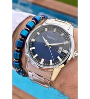Ferrucci MRD11580 Gümüş Renk Çelik Kordon Erkek Kol Saati Bileklik Hediyeli