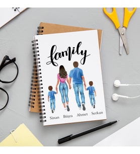 Aile Temalı Baskı Defter Kişiye Özel